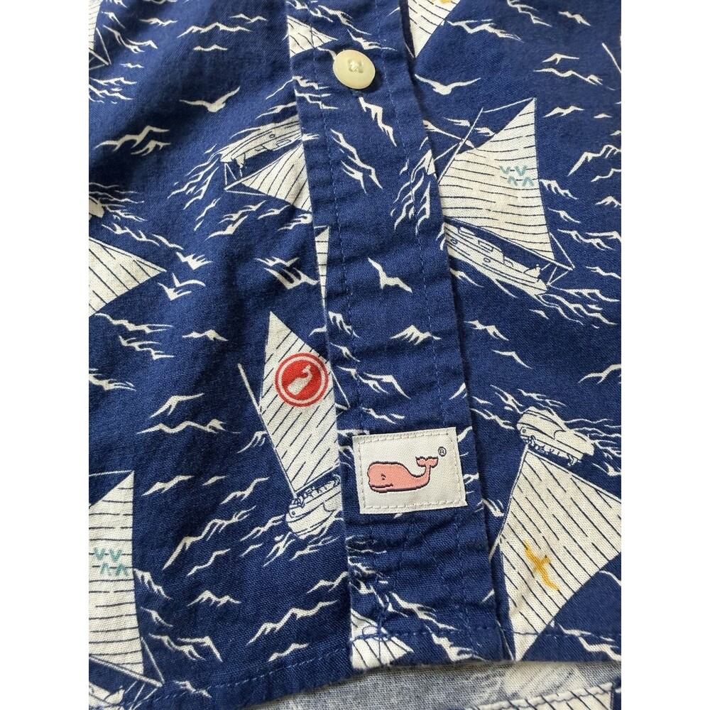Vineyard Vines Classic Fit Murray Shirt Blue Sailboat Print Shep Ian Nautical L - Picture 5 of 8